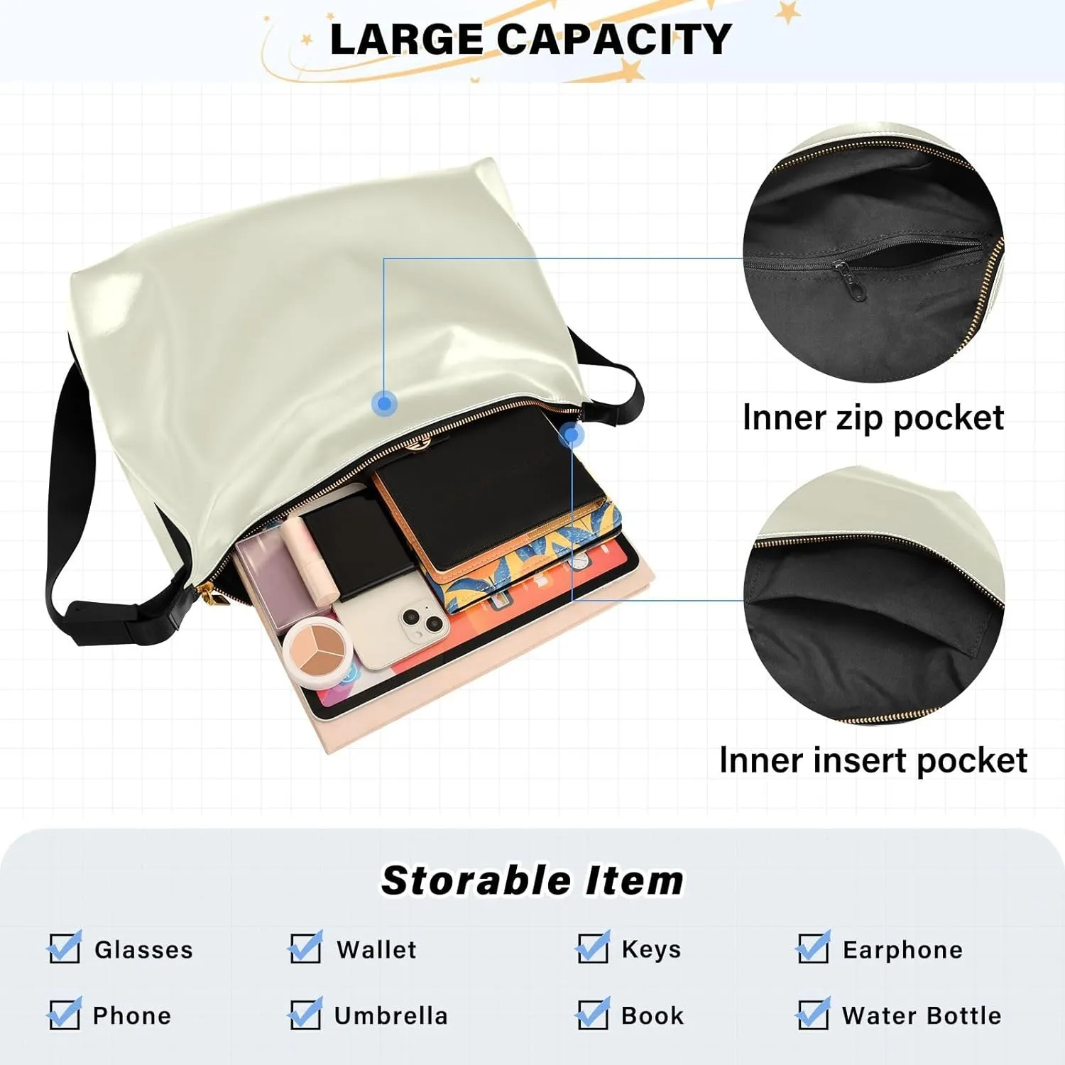 Black Crossbody Bag for Women Men with Adjustable Strap PU Leather Shoulder Hobo Purse Bag 20810