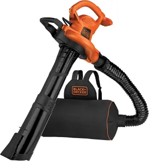 BLACK DECKER Electric Leaf Blower, Leaf Vacuum and Mulcher 3 in 1, 250 mph Airflow, 400 cfm Delivery Power, Reusable Bag Included, Corded (BEBL7000)