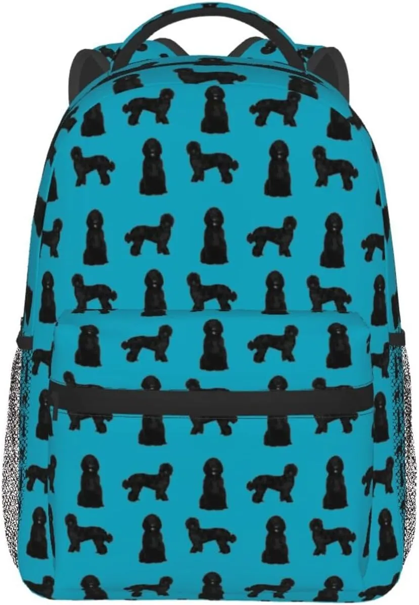 Black Labradoodle Dog Dog Breeds Doodle Dog White Backpack Laptop Backpack Sports Travel Shoulder bag Light casual backpack