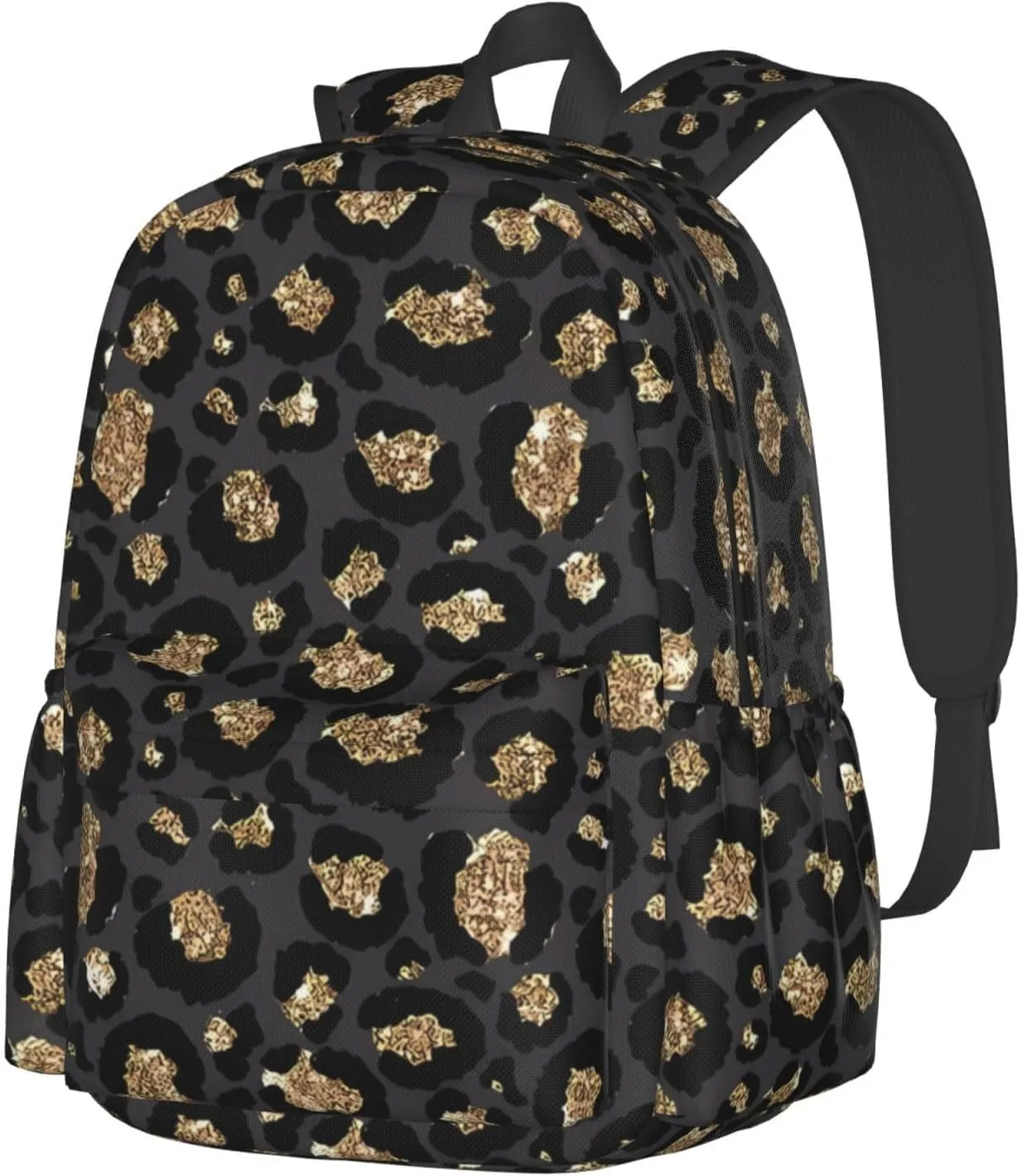 Black Leopard Print Backpacks 15 Inch Laptop Backpack Multipurpose Double Shoulder Bag for Men Women Gifts