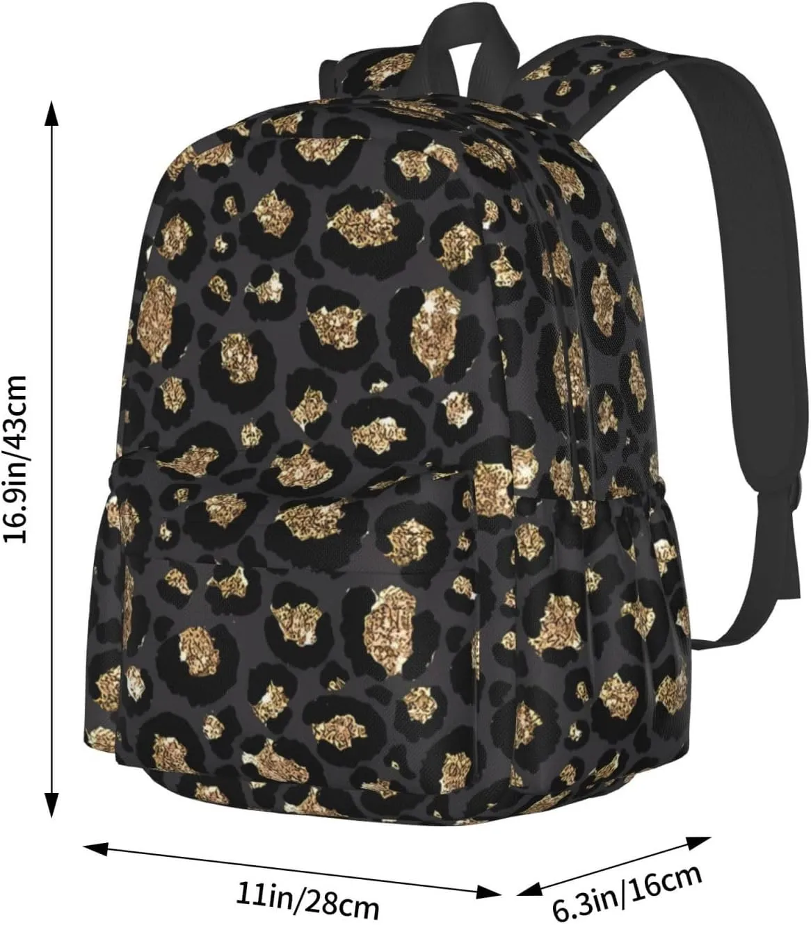 Black Leopard Print Backpacks 15 Inch Laptop Backpack Multipurpose Double Shoulder Bag for Men Women Gifts