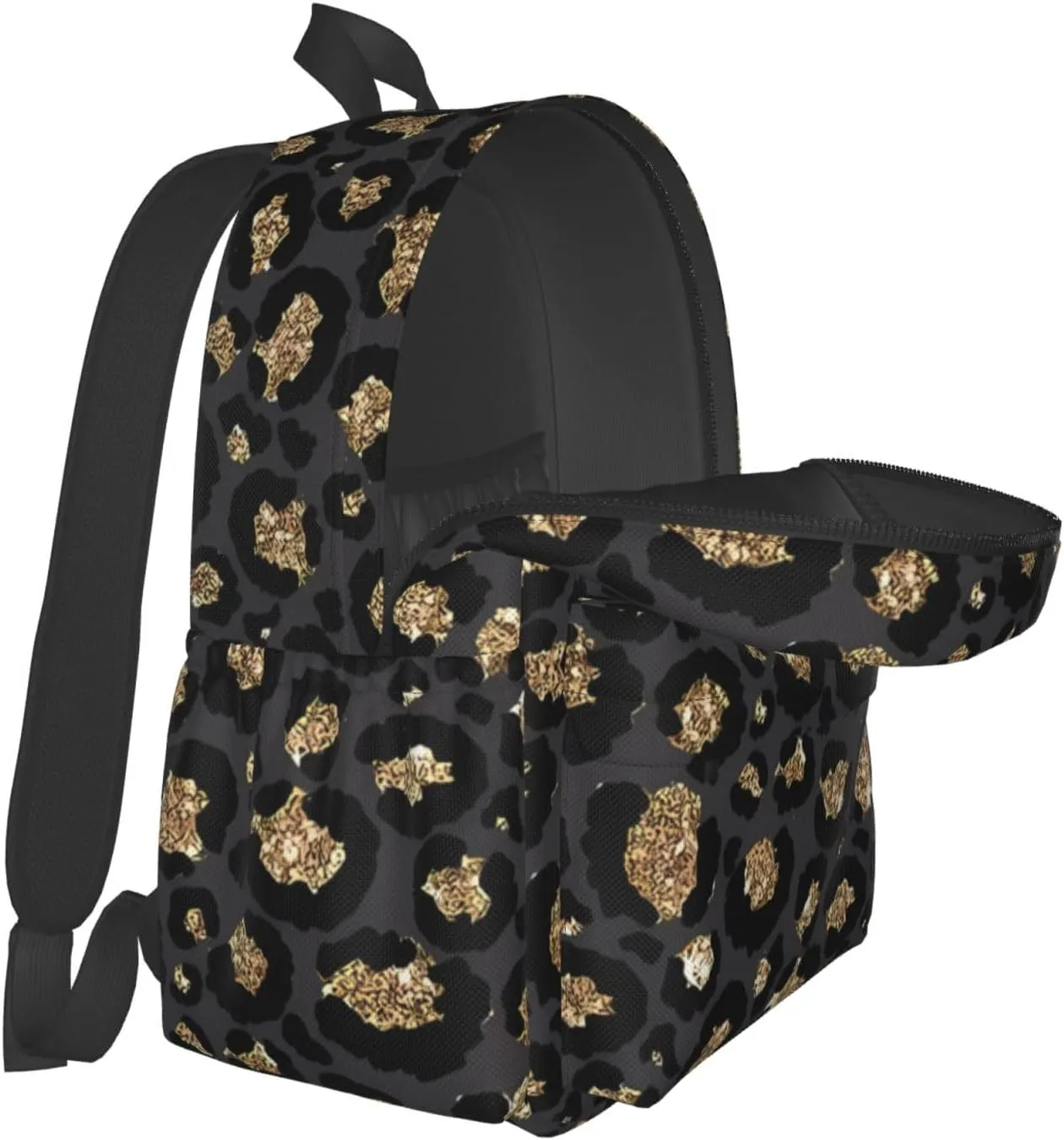Black Leopard Print Backpacks 15 Inch Laptop Backpack Multipurpose Double Shoulder Bag for Men Women Gifts