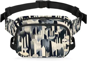 Black White Geometric Abstraction Fanny Pack Waterproof Belt Bag Crossbody Bags For Women Men Holiday Gifts