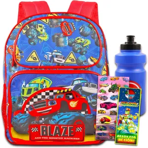 Blaze Monster Machines Backpack Set - 16' Blaze Backpack, Water Bottle, Stickers