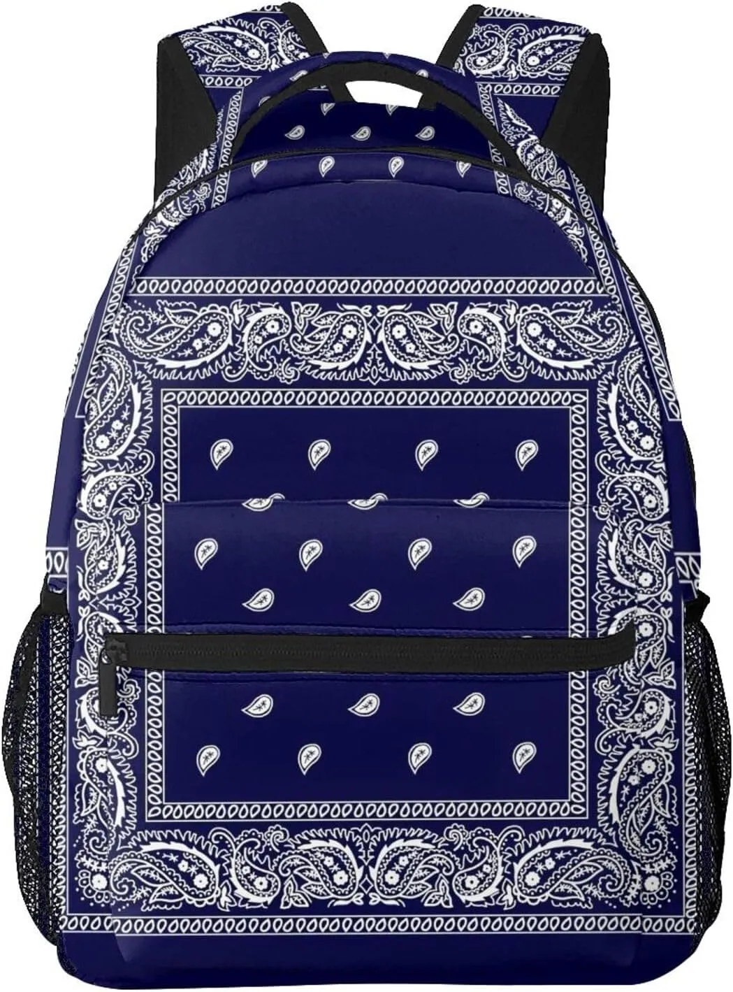 Blue Bandana Paisley Border Print Backpack Laptop Backpack Sports Travel Shoulder bag Light casual backpack