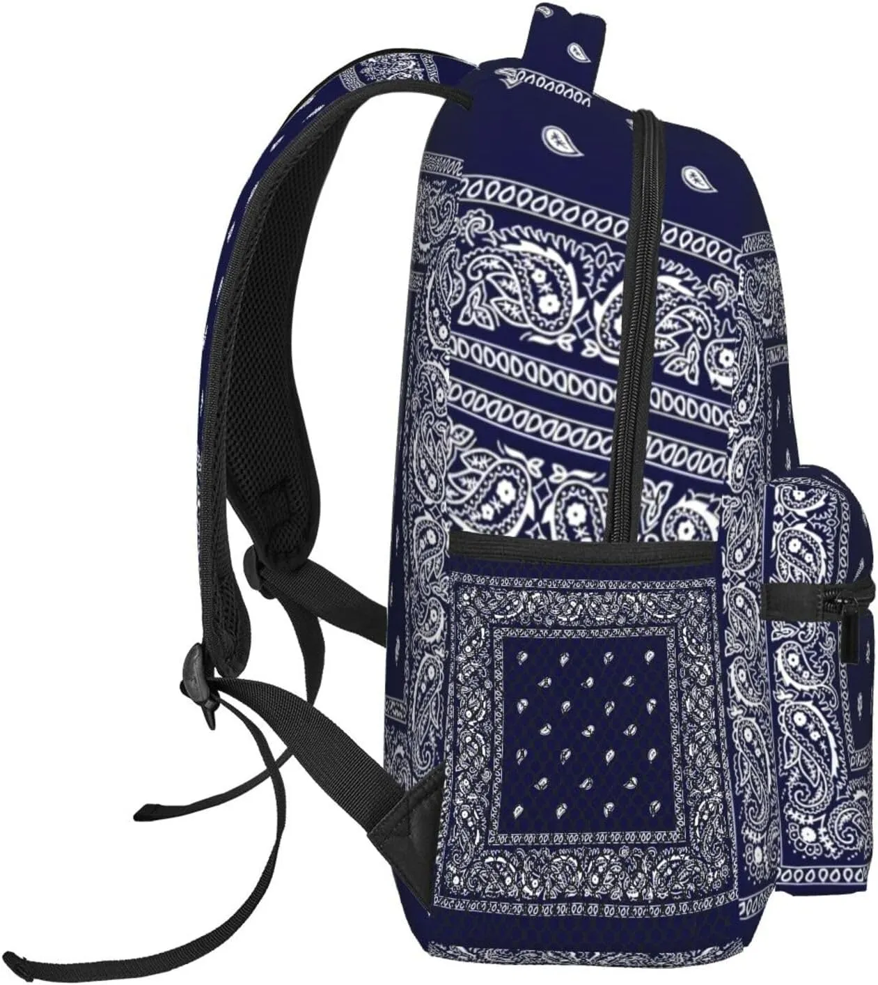 Blue Bandana Paisley Border Print Backpack Laptop Backpack Sports Travel Shoulder bag Light casual backpack