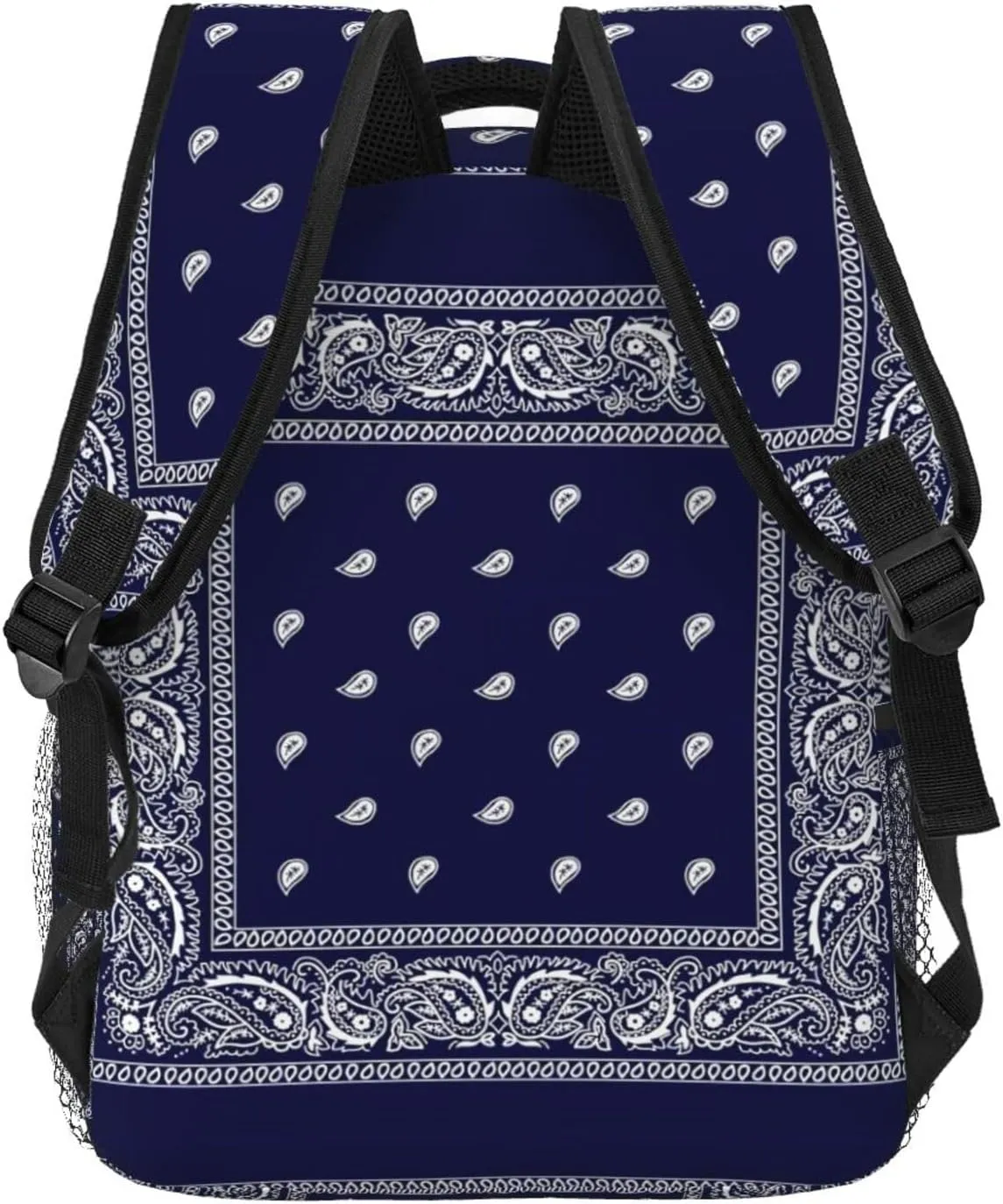 Blue Bandana Paisley Border Print Backpack Laptop Backpack Sports Travel Shoulder bag Light casual backpack