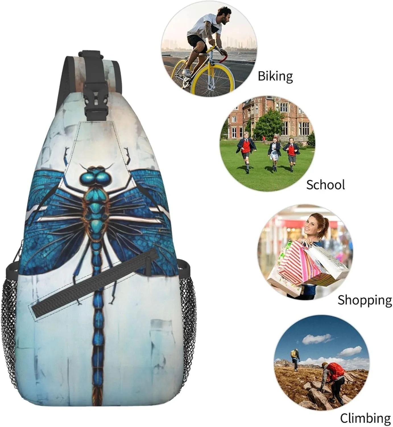 Blue Christmas Snowman Crossbody Bag Chest Shoulder Bag Small Casual Backpack Suitable For Women Men Hiking