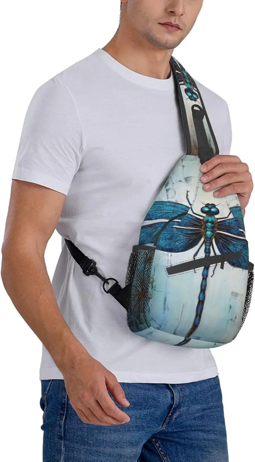 Blue Christmas Snowman Crossbody Bag Chest Shoulder Bag Small Casual Backpack Suitable For Women Men Hiking