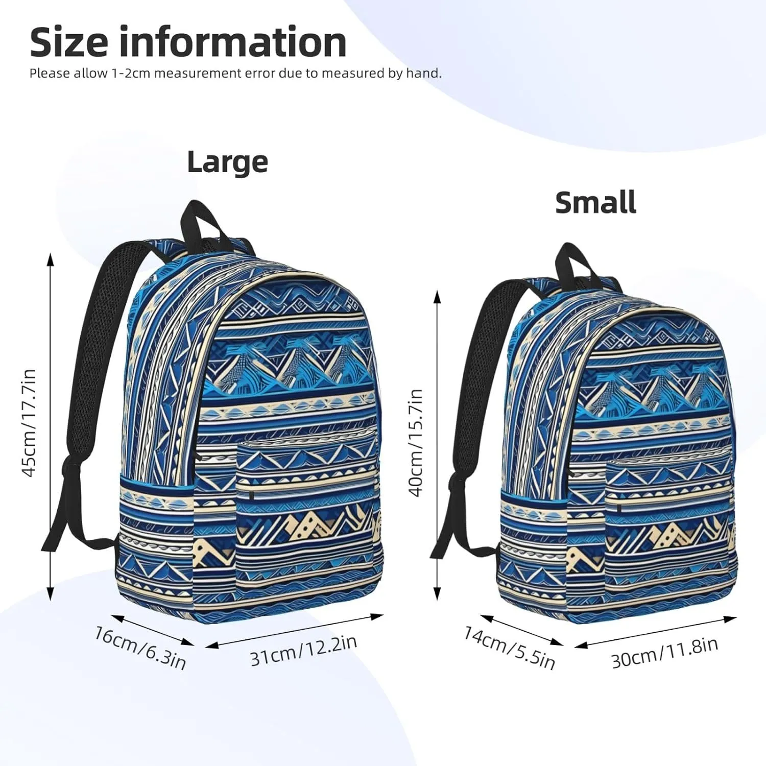 Blue Polynesian Maori Tribal Print Canvas Casual Lightweight Duffel Bag, Fashion Duffel Bag, Casual Daypack, Unisex Travel Backpack