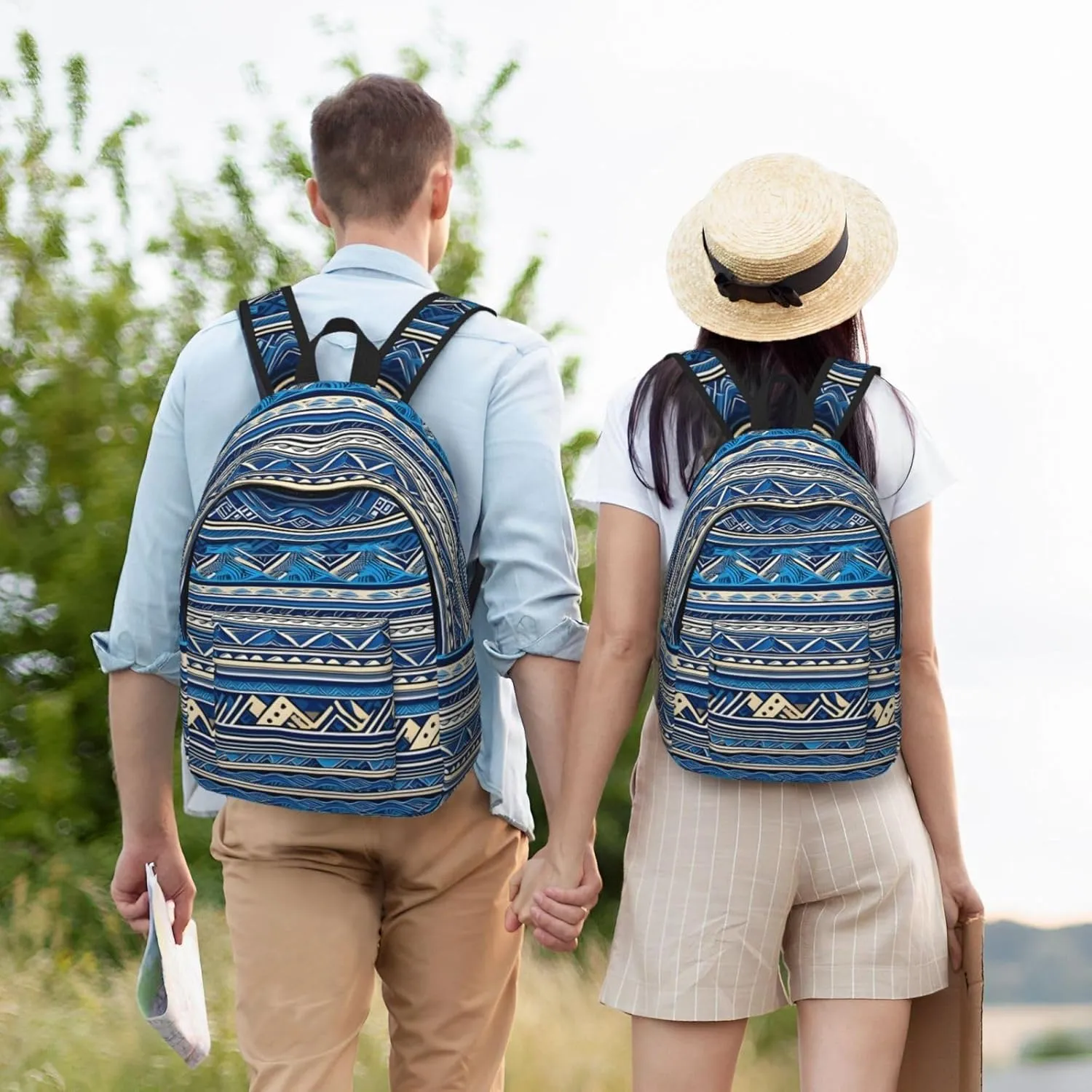 Blue Polynesian Maori Tribal Print Canvas Casual Lightweight Duffel Bag, Fashion Duffel Bag, Casual Daypack, Unisex Travel Backpack