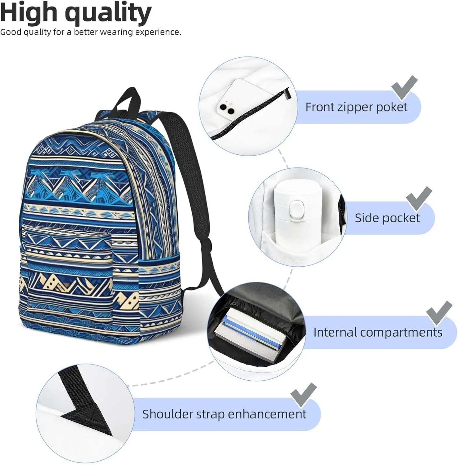 Blue Polynesian Maori Tribal Print Canvas Casual Lightweight Duffel Bag, Fashion Duffel Bag, Casual Daypack, Unisex Travel Backpack