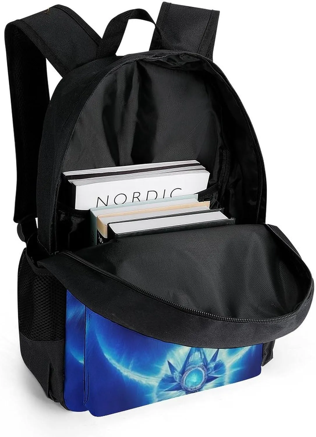 Blue Space Magic Wolf Art Daypack Lightweight Multipurpose Anti-Theft Shoulder Bag Large Capacity Laptop Book Bag Rucksack With Adjustable Shoulder Straps