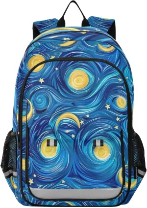 Blue Starry Night Kids Bagpack, Cute Bookbags for Girls, Girls Travel Backpack