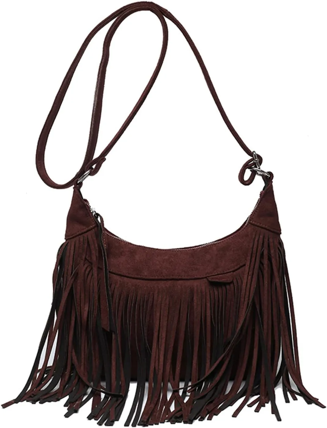 Boho Hippie Purses Fringe Tassel Faux Suede Shoulder Messenger CrossBody Sling Bag Country Concert Outfits for Women