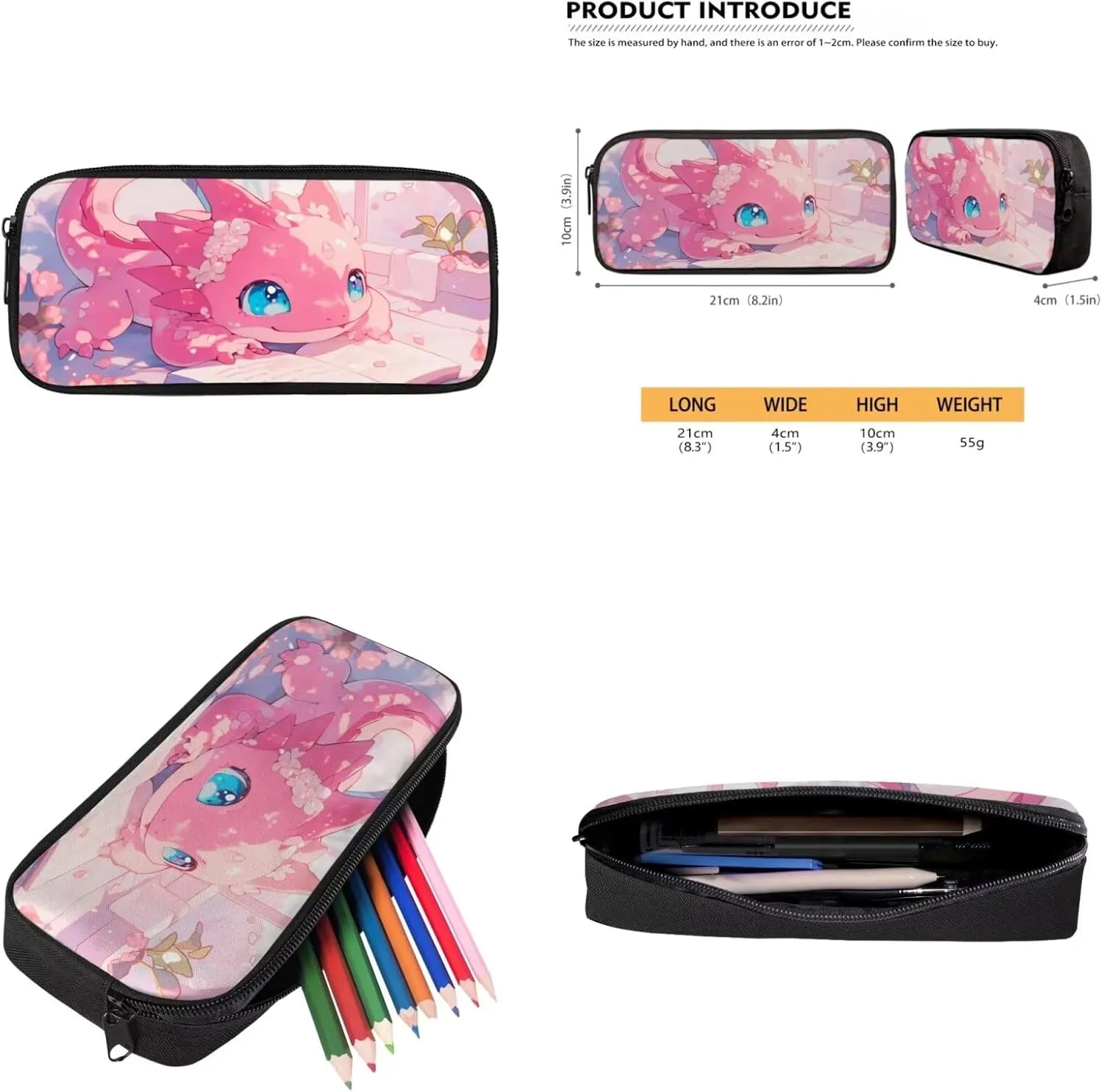 Book Axolotl Kids School Backpack for Girls Bookbags with Lunch Box and Pencil Case 4 Pieces Cute Backpacks for 5th Grade Girls Elementary School Bag Lightweight Daypack for Hiking