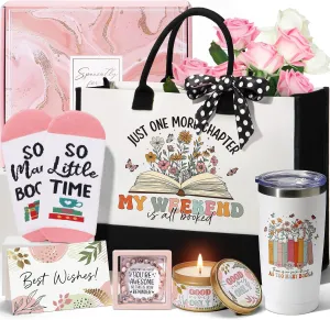 Book Lovers Gifts for Women Bookish Gifts, Reading Gifts for Readers Book Club Gifts Book Themed Gifts, Christmas Birthday Gifts for Book Lovers Women Friends Bookworms Librarian Teacher with Tote Bag
