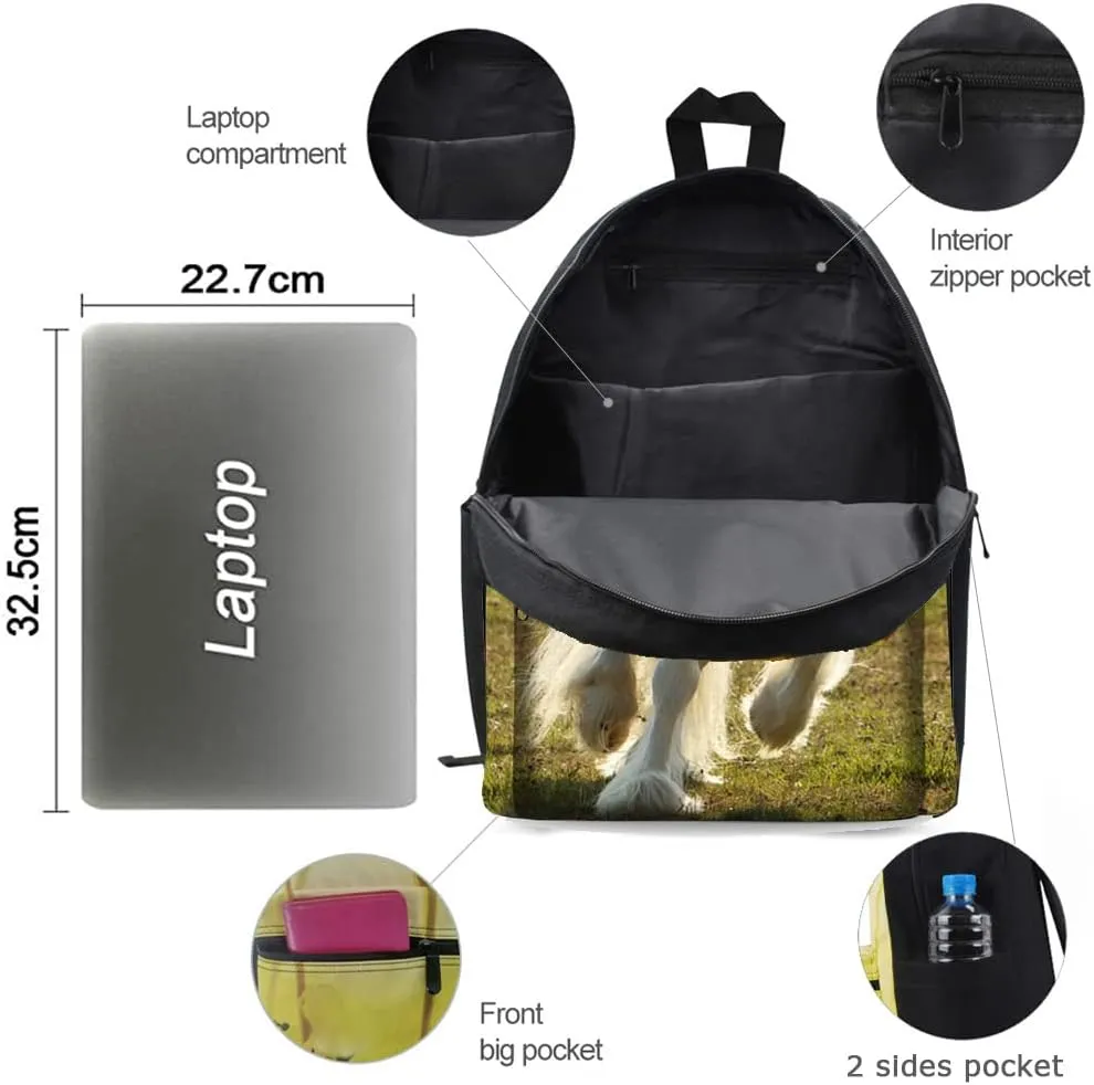 Bookbag School Backpack for Girls Horse Backpacks Elementary 3rd 4th 5th 6th Grade Kids Boys 15.3" Canvas Laptop Bag