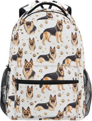 Bookbags Laptop Backpack for High School Bag Boys Girls German Shepherd Paw Travel College Teens Student Casual Shoulder Daypack