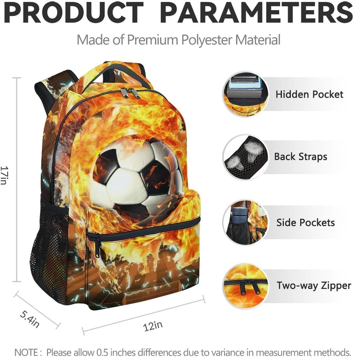 Boys Soccer Backpack with Lunch Box for Elementary - Set of 3 Soccer Backpacks Matching Combo for Kids 8-10 - Sports Themed Bookbag and Pencil Case Bundle