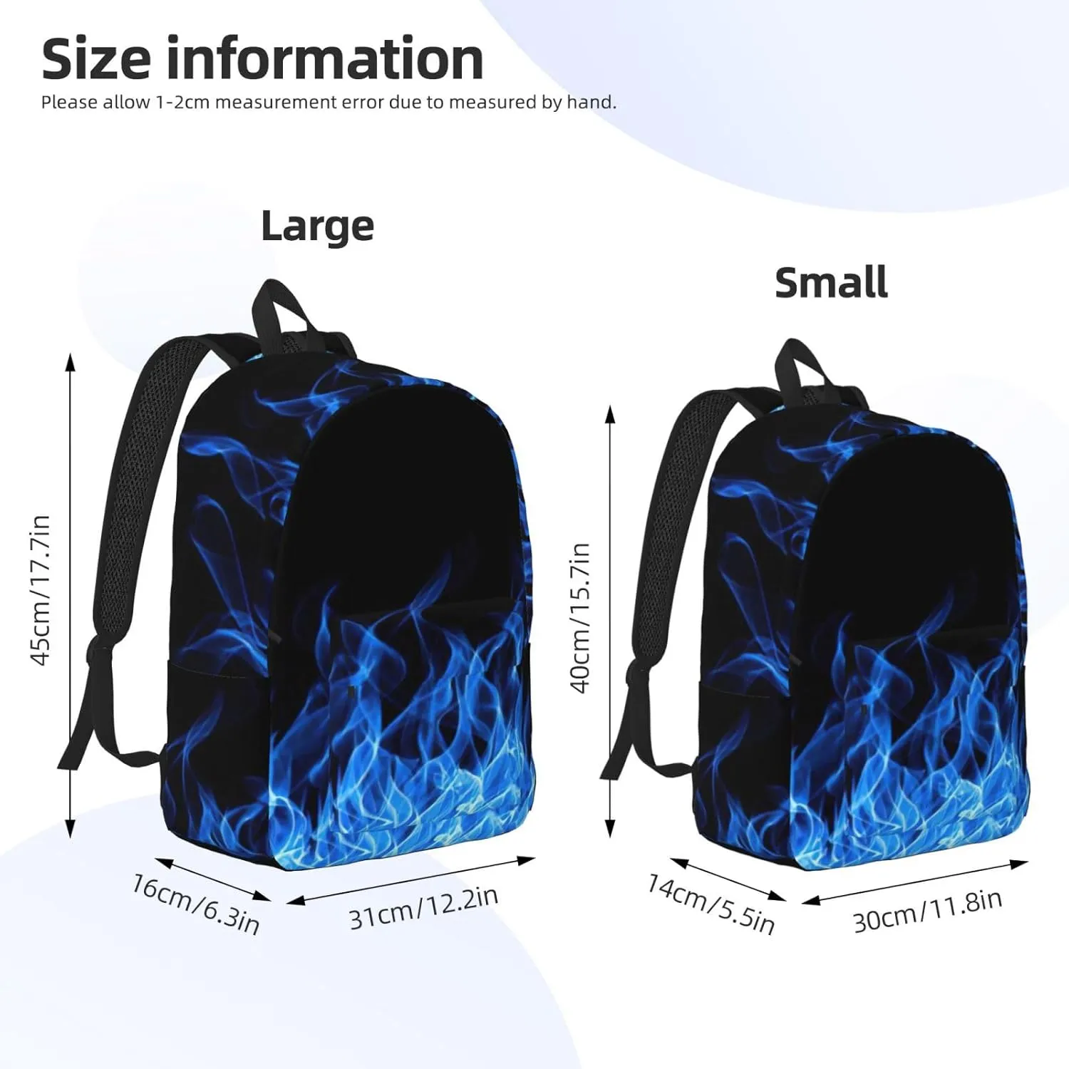 BREAUX Blue Flame Canvas Casual Lightweight Duffel Bag, Fashion Duffel Bag, Casual Daypack, Unisex Travel Backpack