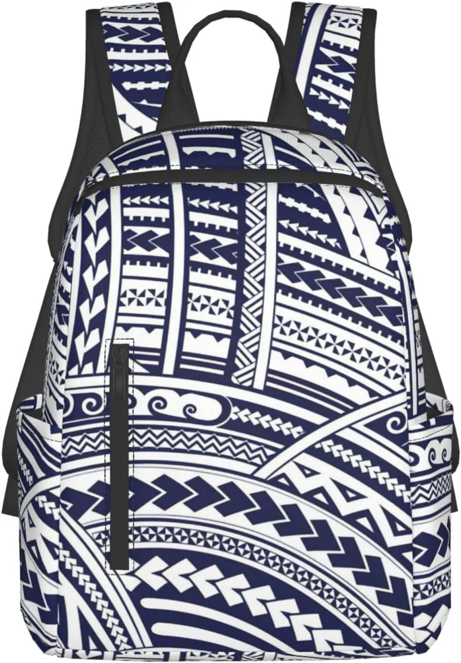 BREAUX Blue Polynesian Maori Tribal Pattern Lightweight Backpack Travel Shoulder Bag Laptop Backpack High Density Twill Composite Fabric