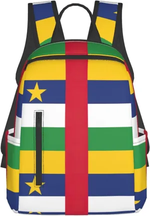 BREAUX Central African flag Lightweight Backpack Travel Shoulder Bag Laptop Backpack High Density Twill Composite Fabric