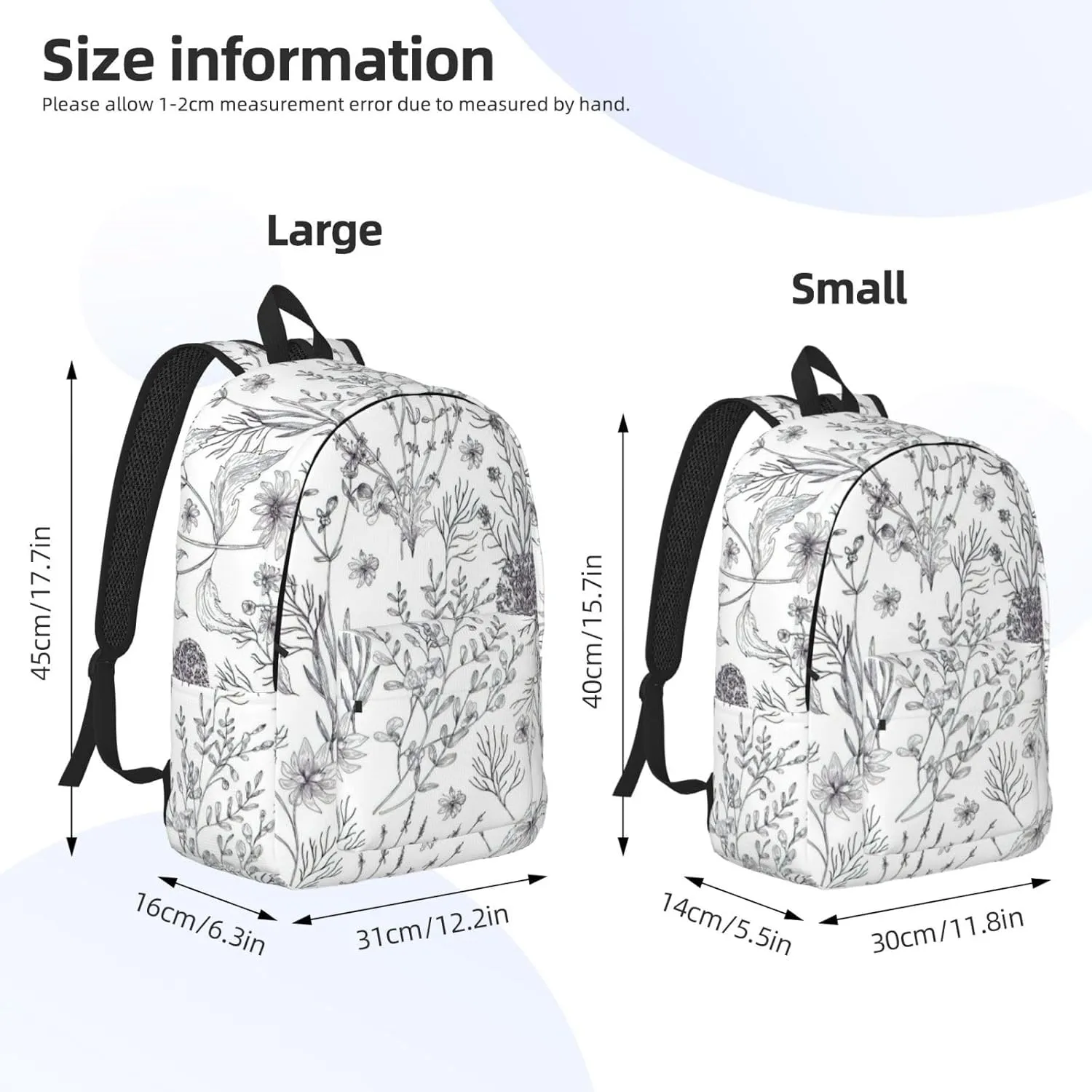 BREAUX Flowering Herbs And Herbaceous Plants Canvas Casual Lightweight Duffel Bag, Fashion Duffel Bag, Casual Daypack, Unisex Travel Backpack