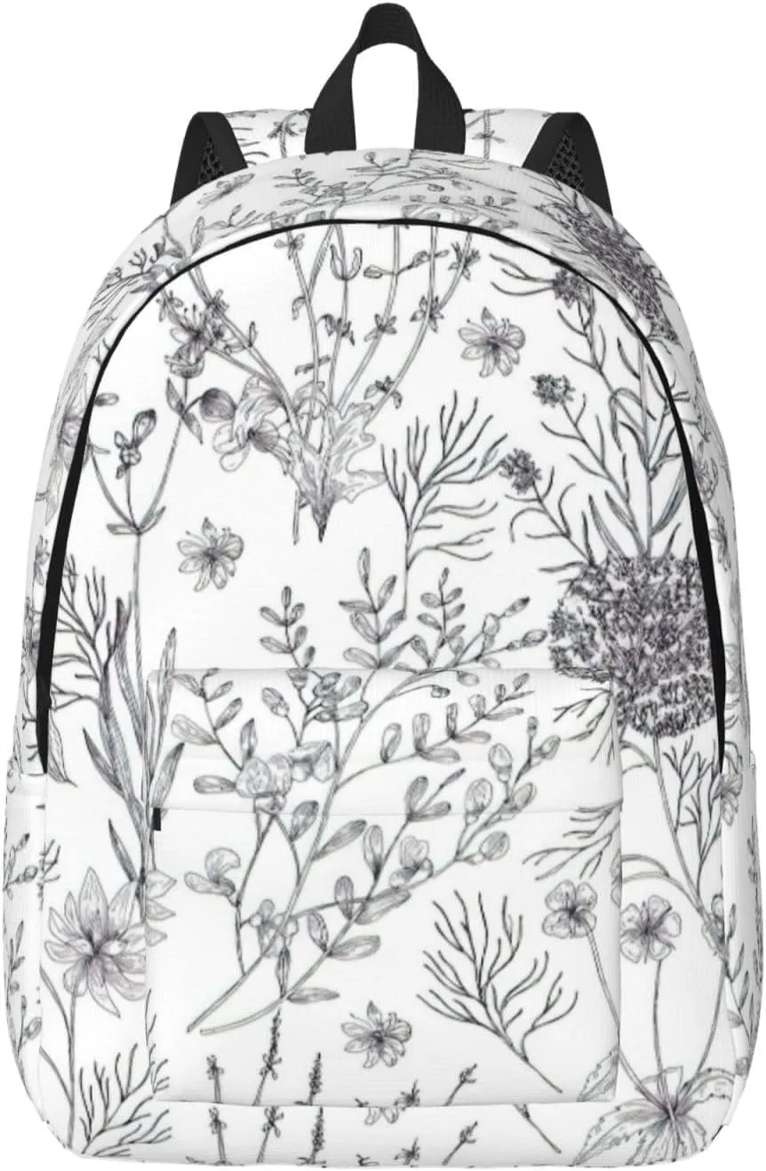 BREAUX Flowering Herbs And Herbaceous Plants Canvas Casual Lightweight Duffel Bag, Fashion Duffel Bag, Casual Daypack, Unisex Travel Backpack