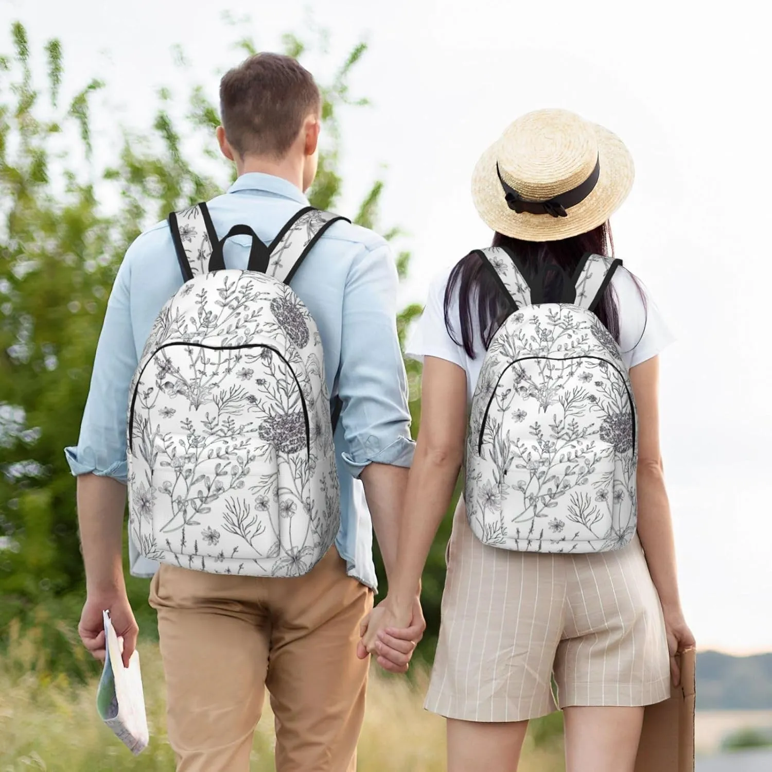 BREAUX Flowering Herbs And Herbaceous Plants Canvas Casual Lightweight Duffel Bag, Fashion Duffel Bag, Casual Daypack, Unisex Travel Backpack