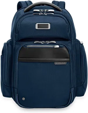 Briggs & Riley Large Cargo Backpack for Women & Men - Daypack for Work, Personal Item Travel Bag, Spacious & Durable, Padded Straps, Fits up to 17" Laptop - @work Collection, Navy