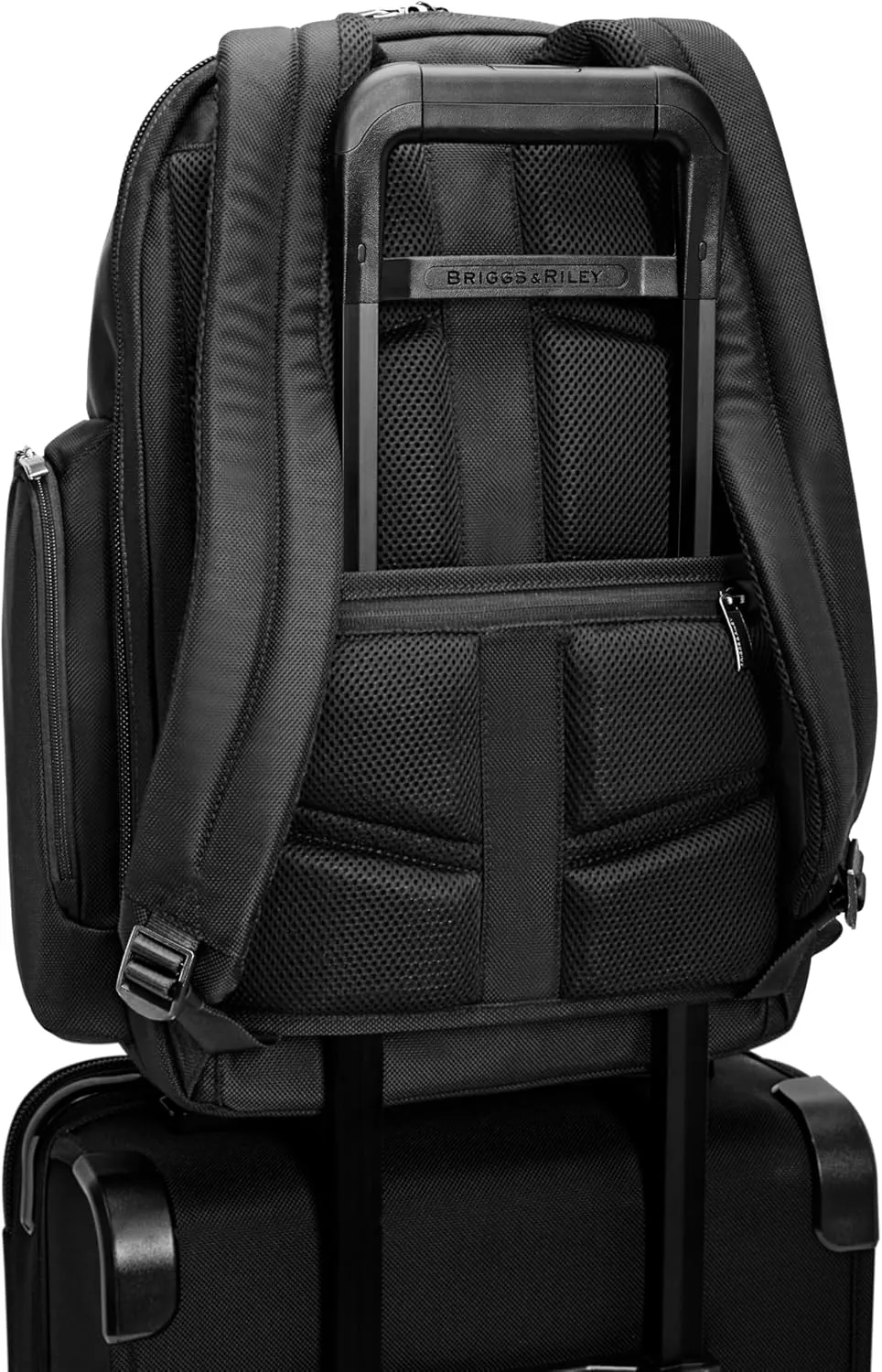 Briggs & Riley Medium Cargo Backpack for Women & Men - Daypack for Work, Personal Item Travel Bag, Lightweight & Durable, Padded Straps, Fits up to 15" Laptop - @work Collection, Black