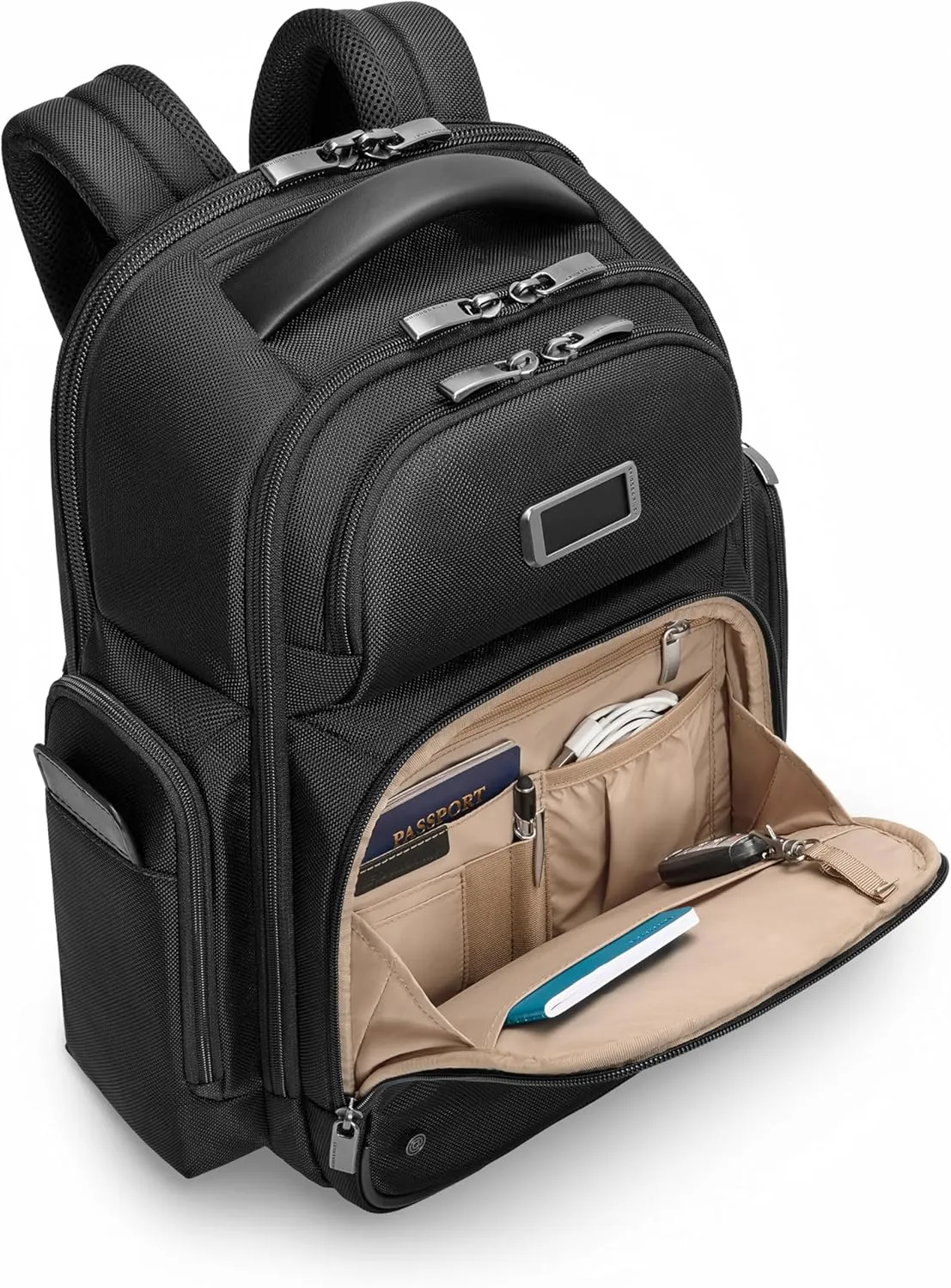 Briggs & Riley Medium Cargo Backpack for Women & Men - Daypack for Work, Personal Item Travel Bag, Lightweight & Durable, Padded Straps, Fits up to 15" Laptop - @work Collection, Black