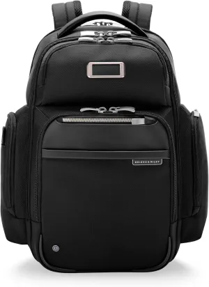 Briggs & Riley Medium Cargo Backpack for Women & Men - Daypack for Work, Personal Item Travel Bag, Lightweight & Durable, Padded Straps, Fits up to 15" Laptop - @work Collection, Black