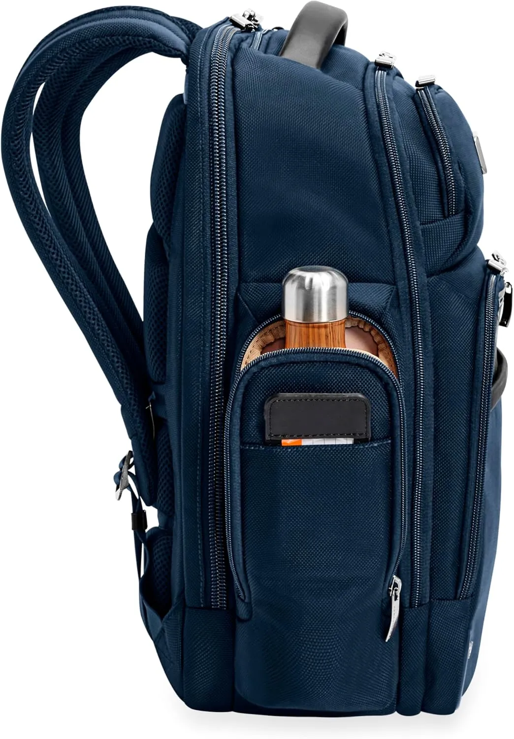 Briggs & Riley Medium Cargo Backpack for Women & Men - Daypack for Work, Personal Item Travel Bag, Lightweight & Durable, Padded Straps, Fits up to 15" Laptop - @work Collection, Navy