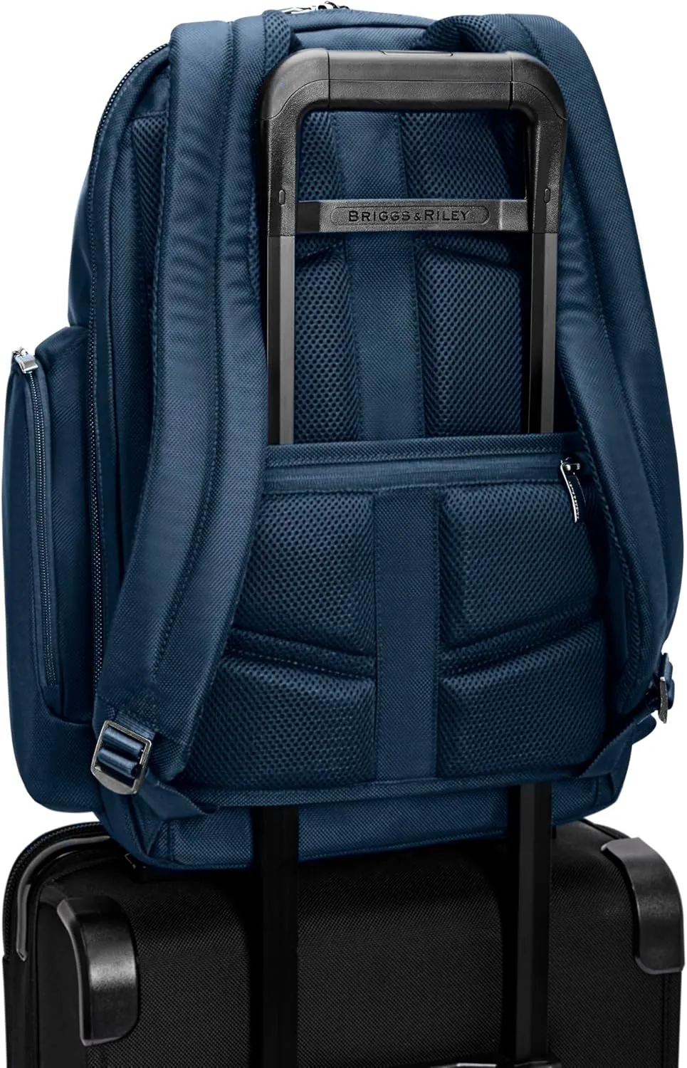 Briggs & Riley Medium Cargo Backpack for Women & Men - Daypack for Work, Personal Item Travel Bag, Lightweight & Durable, Padded Straps, Fits up to 15" Laptop - @work Collection, Navy