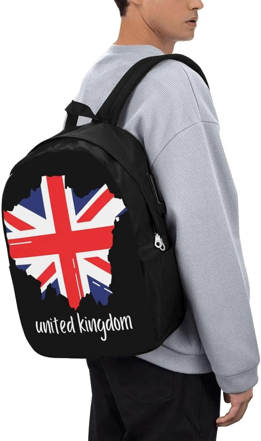 British England UK English Flag Laptop Backpacks Travel Backpack Casual Business Daypack Sport Rucksack Computer Bag Fits up to 17 Inch Notebook with USB Port