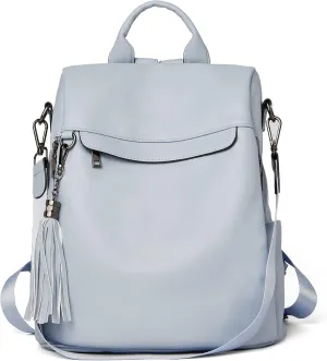 BROMEN Backpack Purse for Women Leather Anti-theft Travel Fashion Shoulder Bag Blue