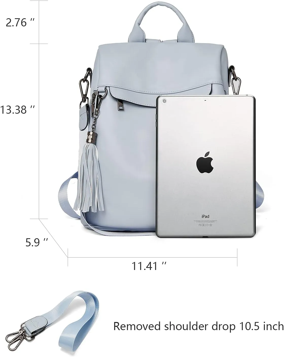 BROMEN Backpack Purse for Women Leather Anti-theft Travel Fashion Shoulder Bag Blue