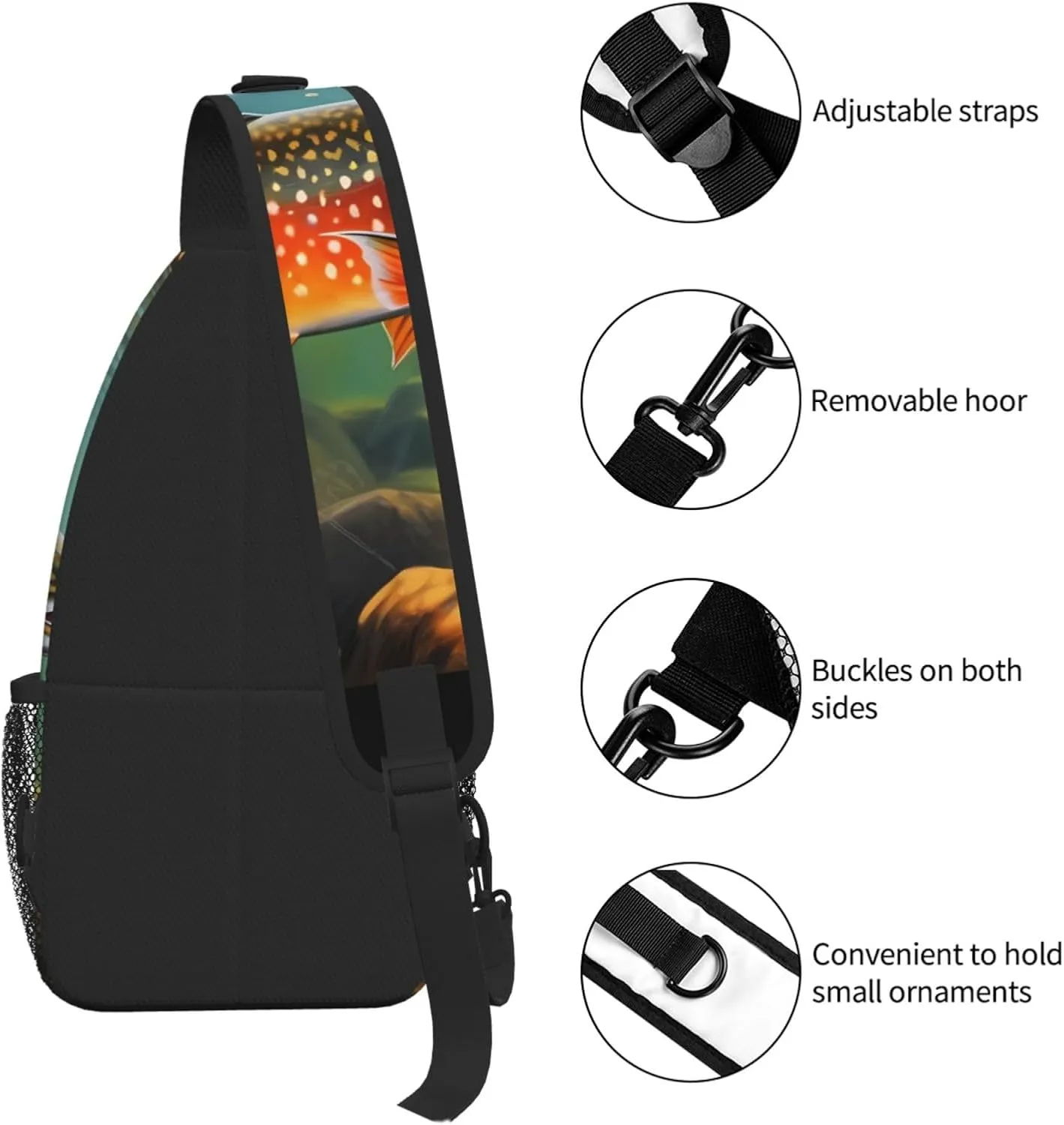 Brook Trout Fly Fishing Print Cross Chest Bag Diagonally For Short-Distance Travel And Daily Use