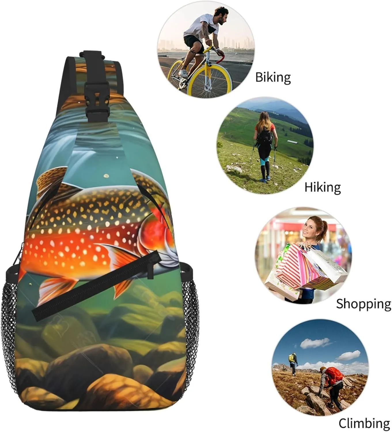 Brook Trout Fly Fishing Print Cross Chest Bag Diagonally For Short-Distance Travel And Daily Use