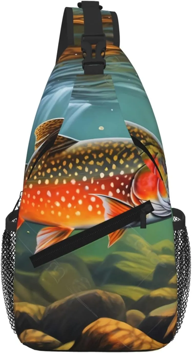 Brook Trout Fly Fishing Print Cross Chest Bag Diagonally For Short-Distance Travel And Daily Use