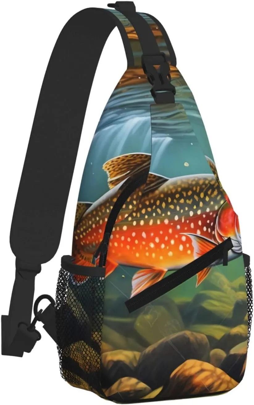 Brook Trout Fly Fishing Print Cross Chest Bag Diagonally For Short-Distance Travel And Daily Use