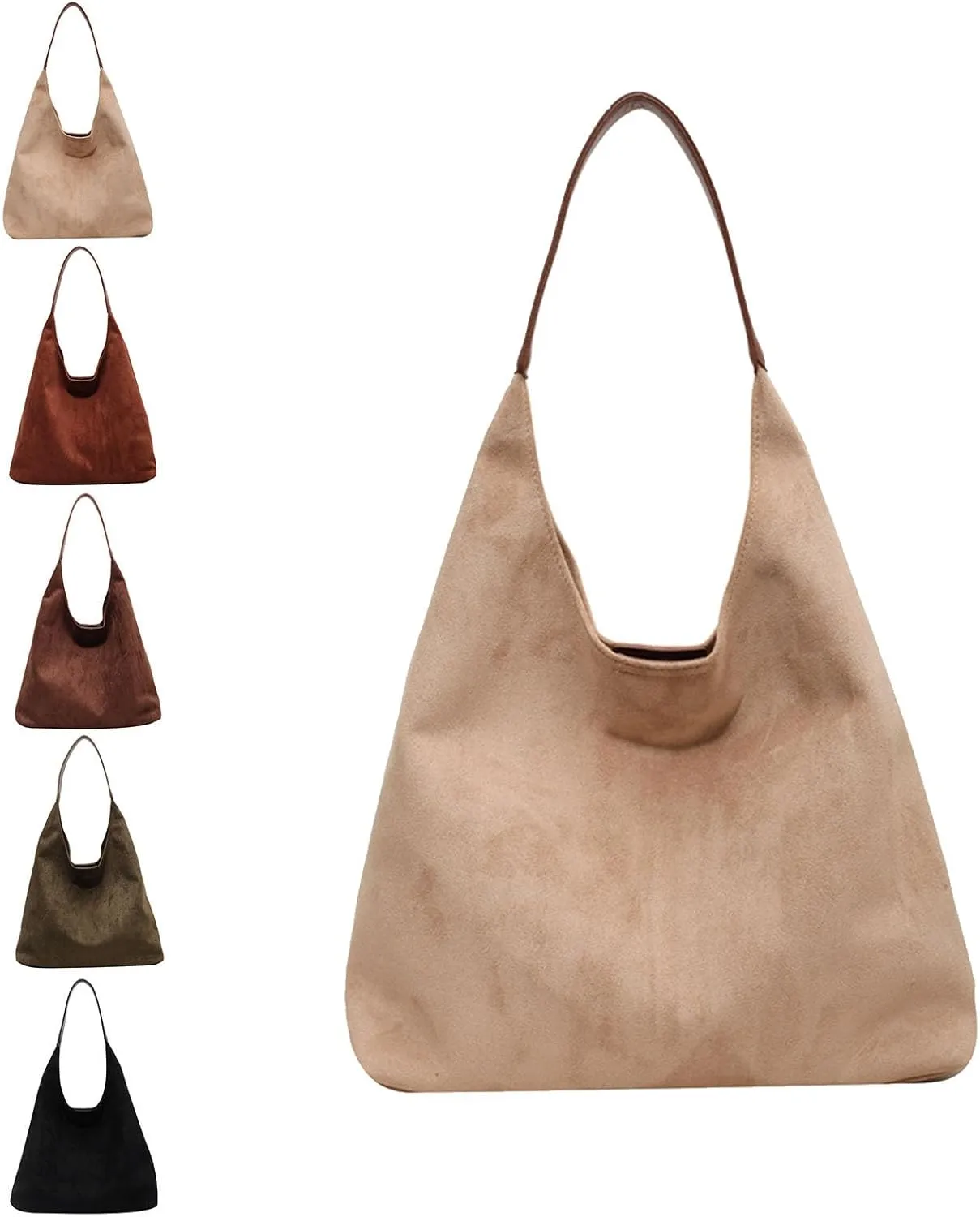 Brown Tote Bag, Vintage Suede Hobo Bags, Slouchy Tote Shoulder Handbag for Women