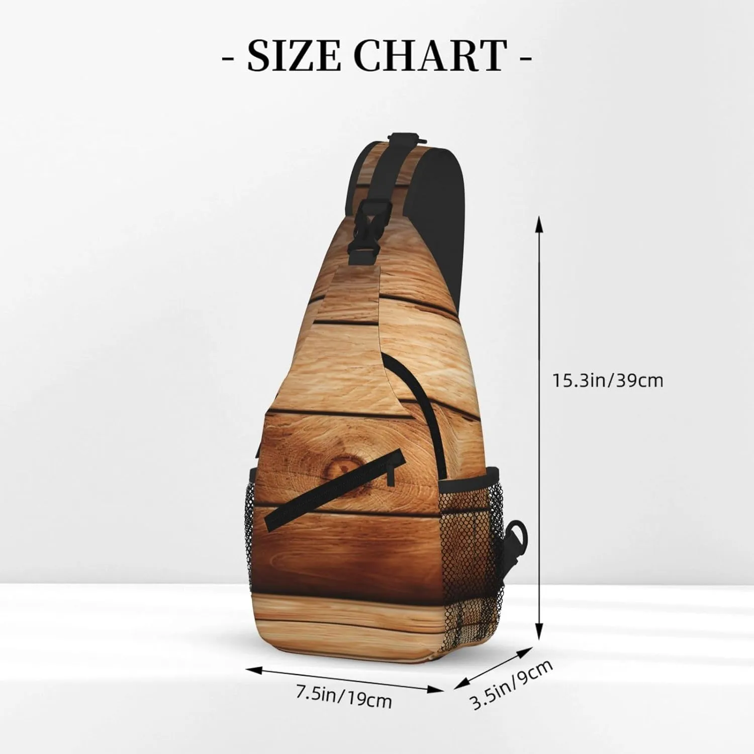 Brown Wooden Print Cross Chest Bag Diagonally For Short-Distance Travel And Daily Use