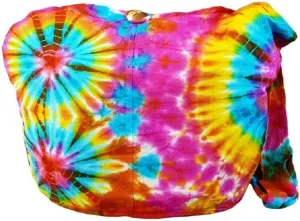BTP! Tie Dye Sling Crossbody Shoulder Bag Purse Hippie Hobo Cotton Bohemian Colorful Firework