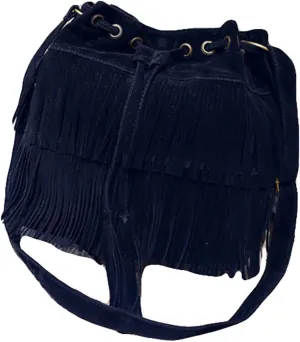 Bucket Bag for Womens Faux Suede Drawstring Vintage Tassel Crossbody Shoulder Crossbody Bag