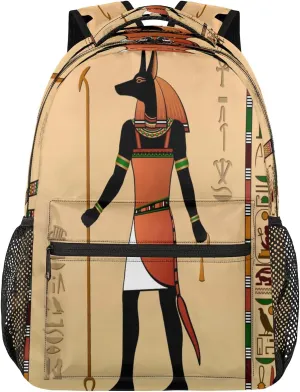 Budxapjw Egypt Murals Travel Laptop Backpack for Women Deity Anubis Men Business Backpack with Adjustable Padded Shoulder Straps for Travel Work Camping Hiking