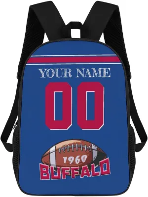 Buffalo Backpack Custom Name Number Laptop Shoulder Bag Bookbag Personalized Sports Gift for Men Women Boy Girl, 17 Inch