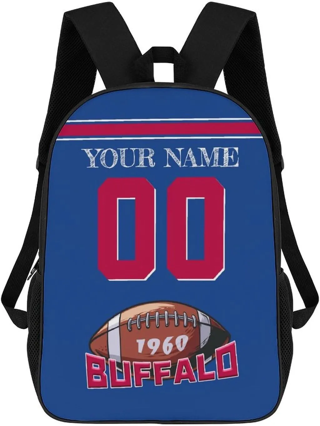 Buffalo Backpack Custom Name Number Laptop Shoulder Bag Bookbag Personalized Sports Gift for Men Women Boy Girl, 17 Inch